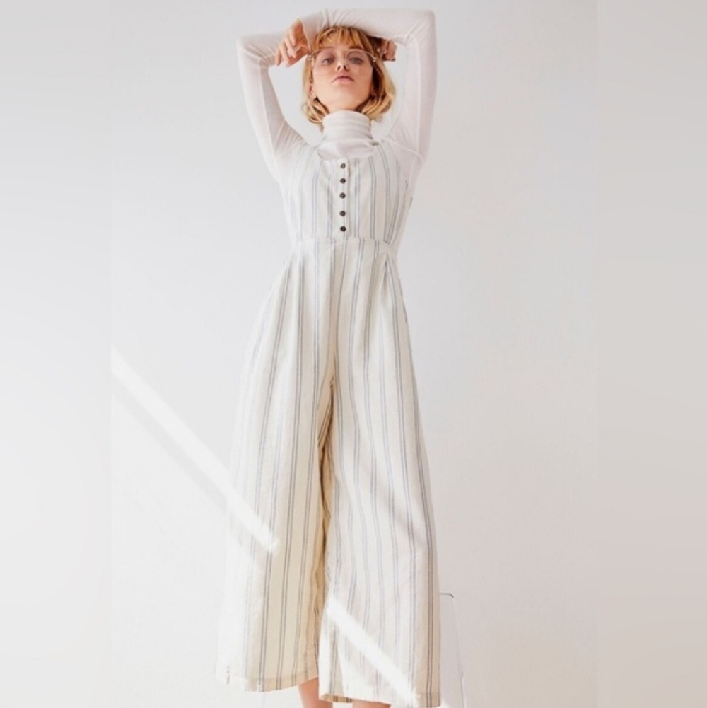 Free People Striped Wide-Leg Jumpsuit